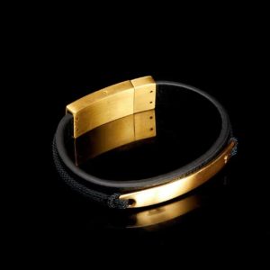 Pulseira masculina Buffet Preta e Dourada - KEY DESIGN - couro